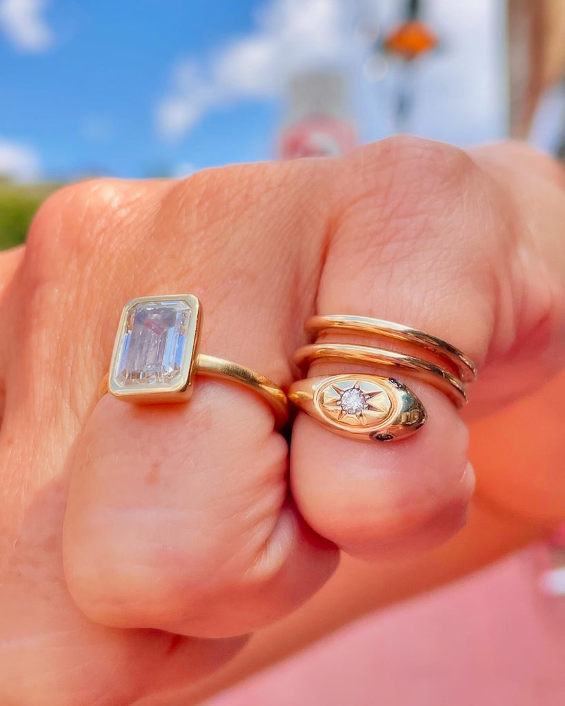 14K Gold Diamond Snake Pinky Ring – Pamela Bloom Jewelry