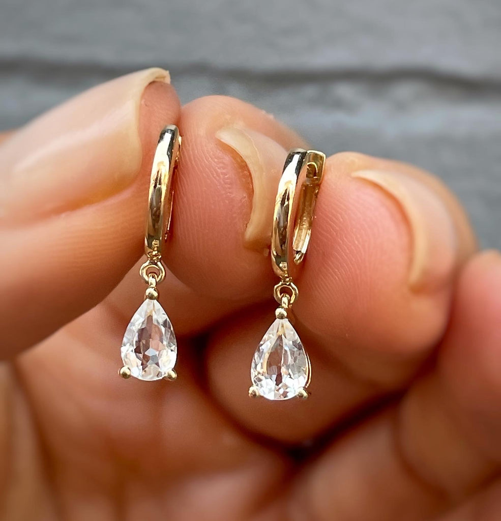 Tiny CZ Lab Diamond Dangle Earrings Gold Filled or Sterling Silver,  Bridesmaid or Simple Bride, Hook or Latch Back, Leverback - Etsy Israel