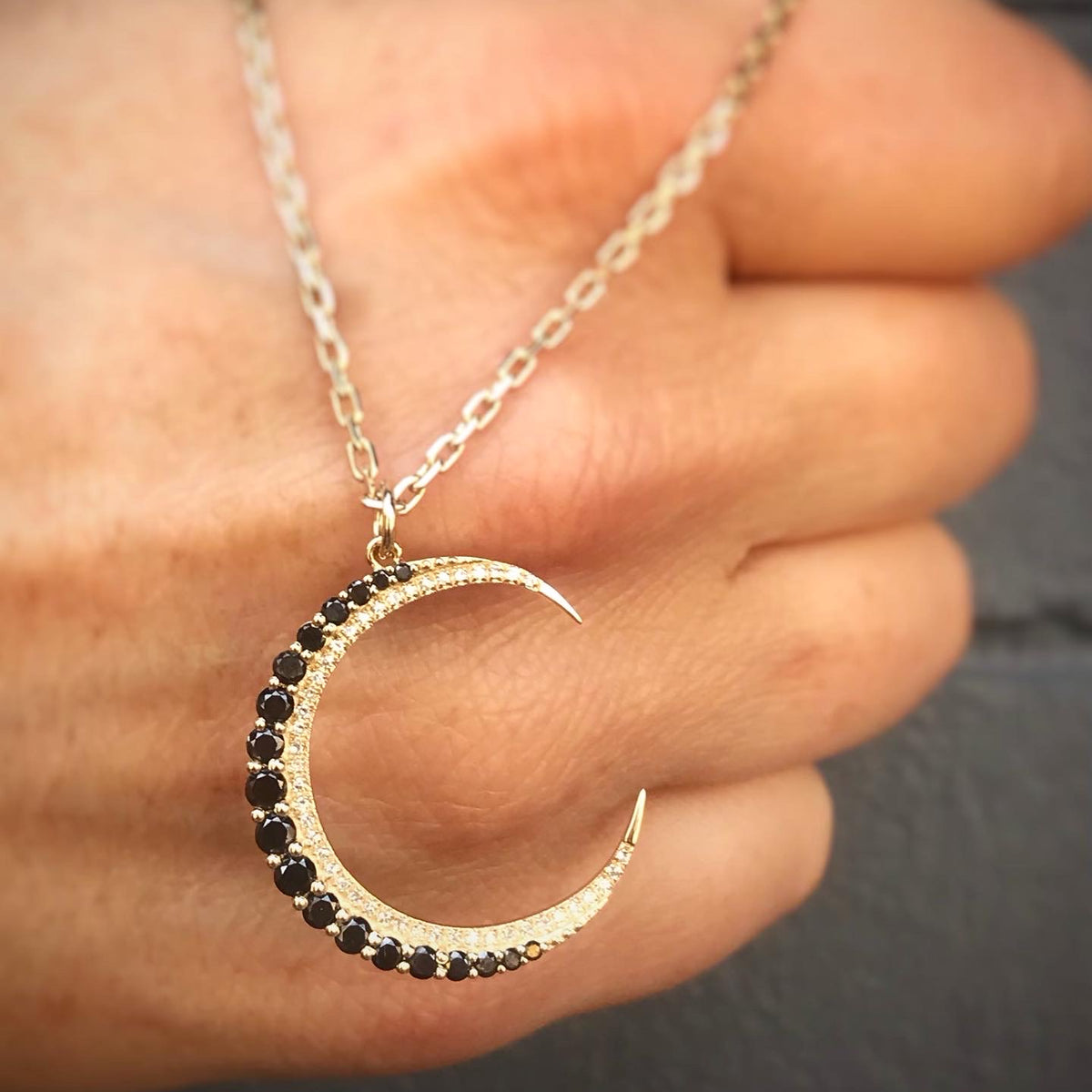 Black diamond outlet moon necklace