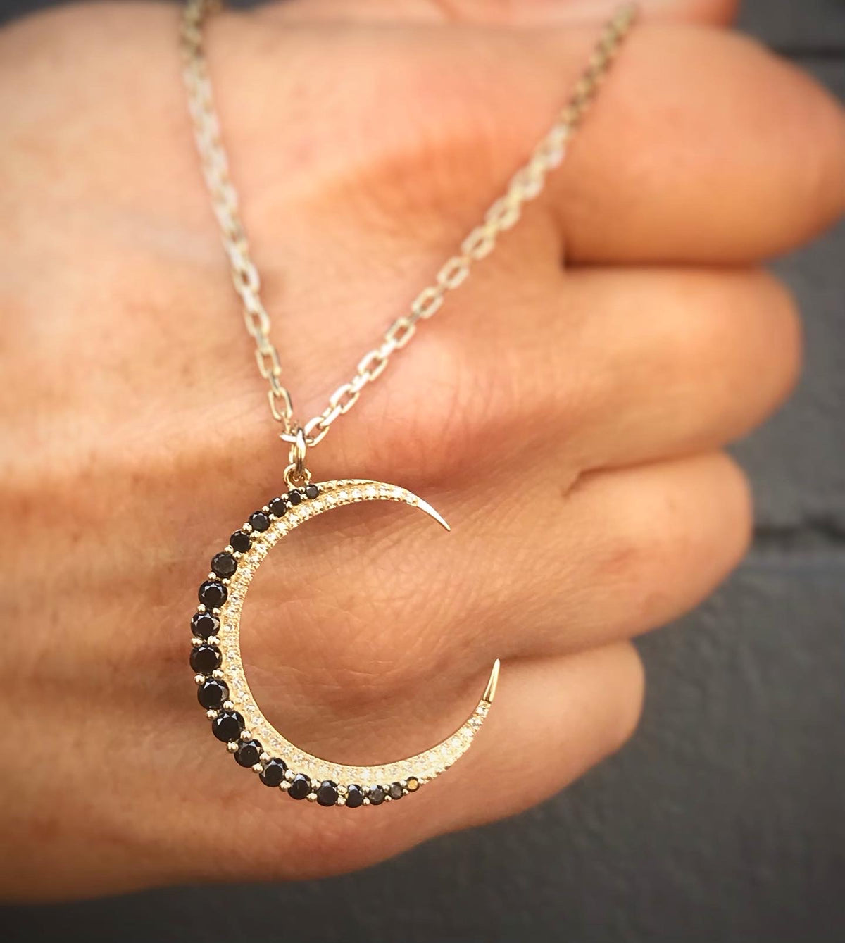 Crescent Moon Pendant – Negru Jewelry - Shop Gold Jewelry Online