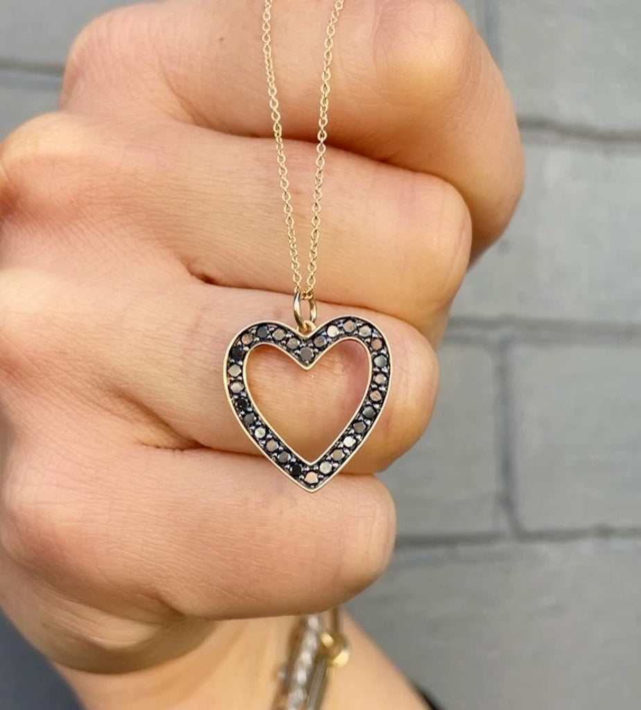14K Gold Black Diamond Heart Necklace – Pamela Bloom Jewelry